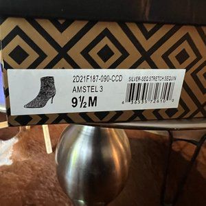 Charles David Silver sequin stretch booties